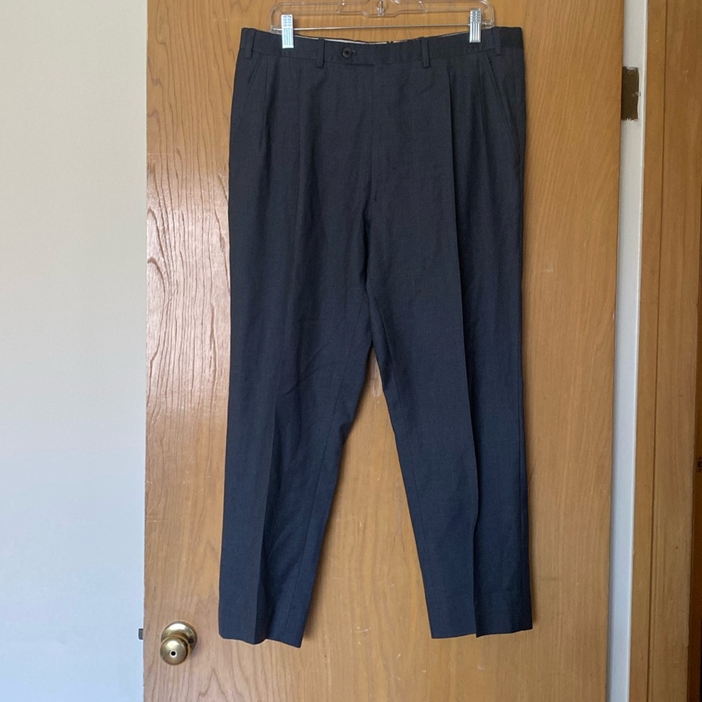 MENS GRAY BRIONI BEVERLY HILLS TROUSERS SIZE 36x30 100% WOOL MADE IN ITALY🇮🇹🩶